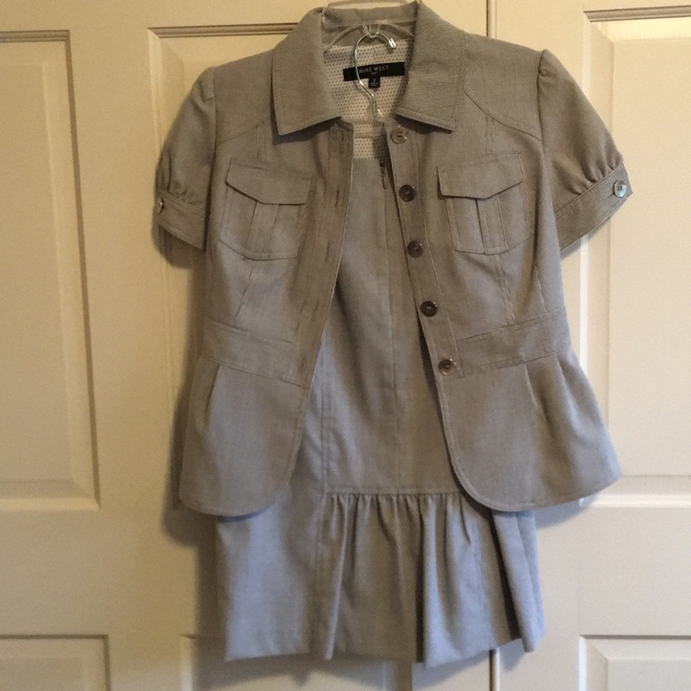 Nine West Striped Suit with Jacket and Skirt